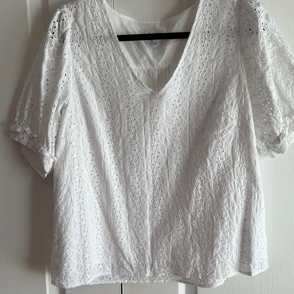 Draper James White Puff Sleeve Crop Blouse